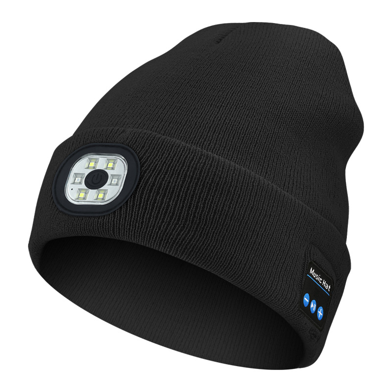 AeroBeanie Bluetooth beanie with front LED light in black