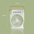 AeroMist portable air cooler fan in sage green, front view with size dimensions shown