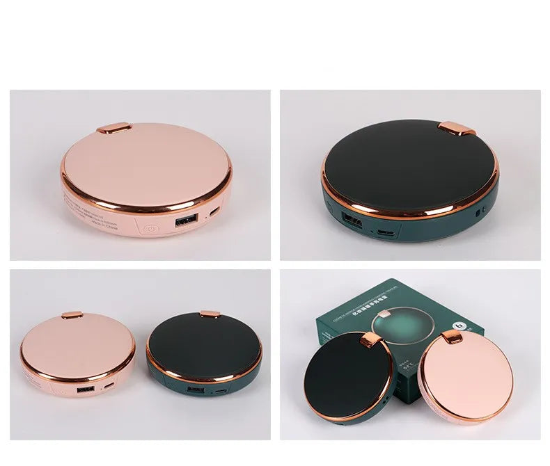 AeroCompact Mirror Hand Warmer and Power Bank, in use
