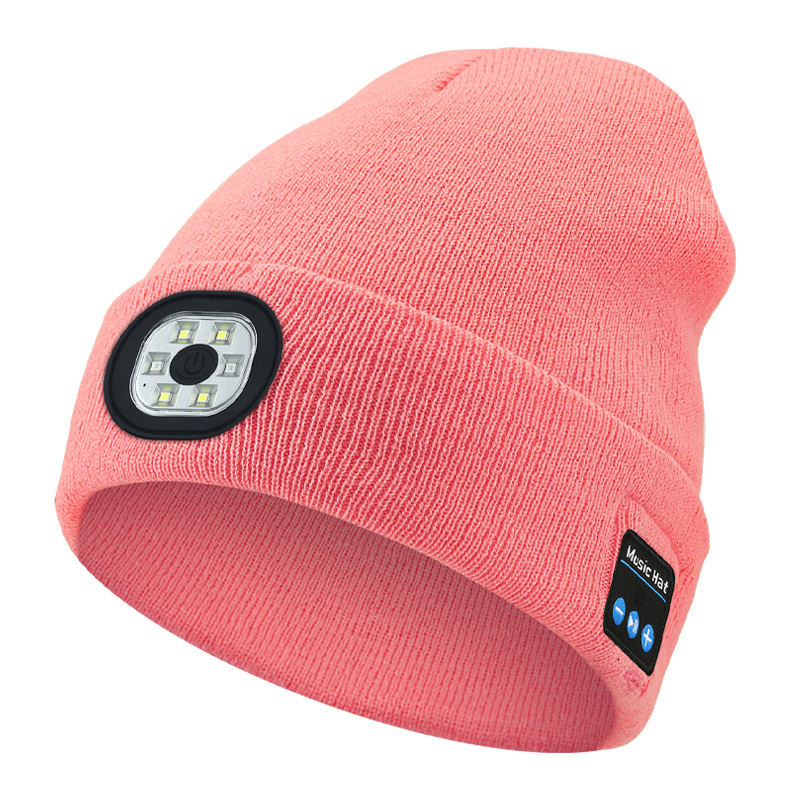 AeroBeanie Bluetooth beanie with front LED light in pink