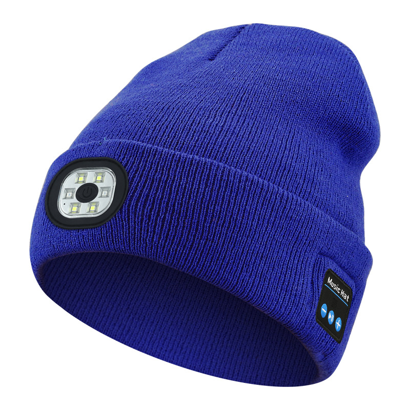 AeroBeanie Bluetooth beanie with front LED light in peacock blue