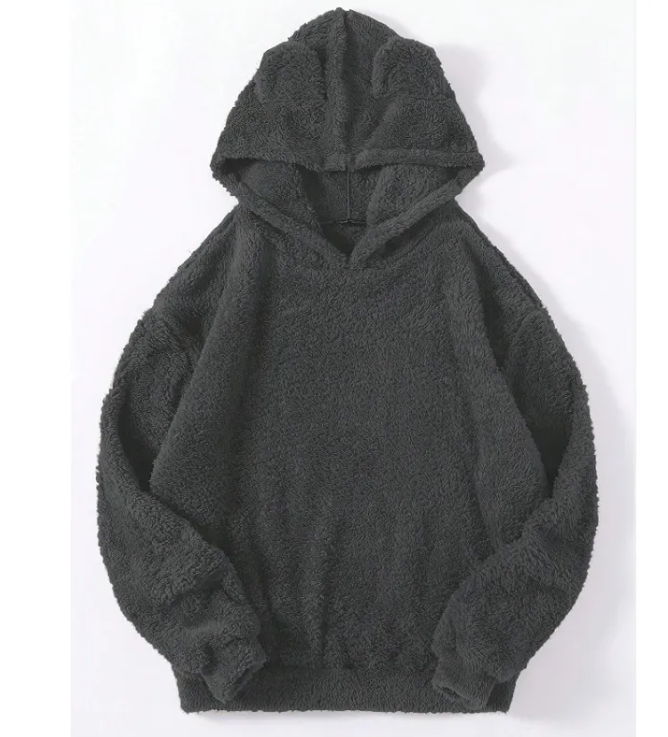 AeroSnug Fluffy Hooded Jumper in Dark Grey